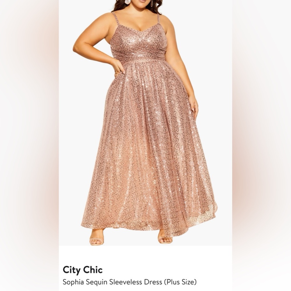 City Chic Sophia Sequin Sleeveless Dress (Plus Size)